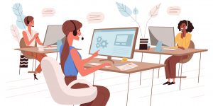 Call Center Mallorca Mitarbeiter telefoniert